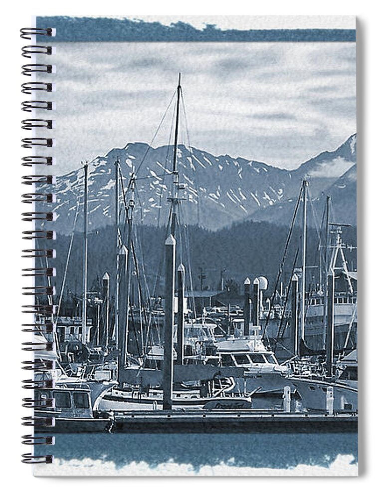 Alaska Spiral Notebook featuring the photograph Painted Cyanotype Seward Alaska 2 by Aimee L Maher ALM GALLERY