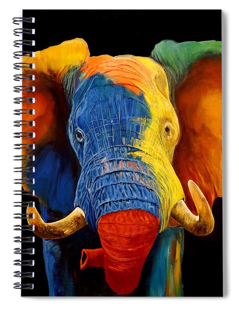 Painted Elephant Spiral Notebook featuring the painting Painted Elephant by Barry BLAKE
