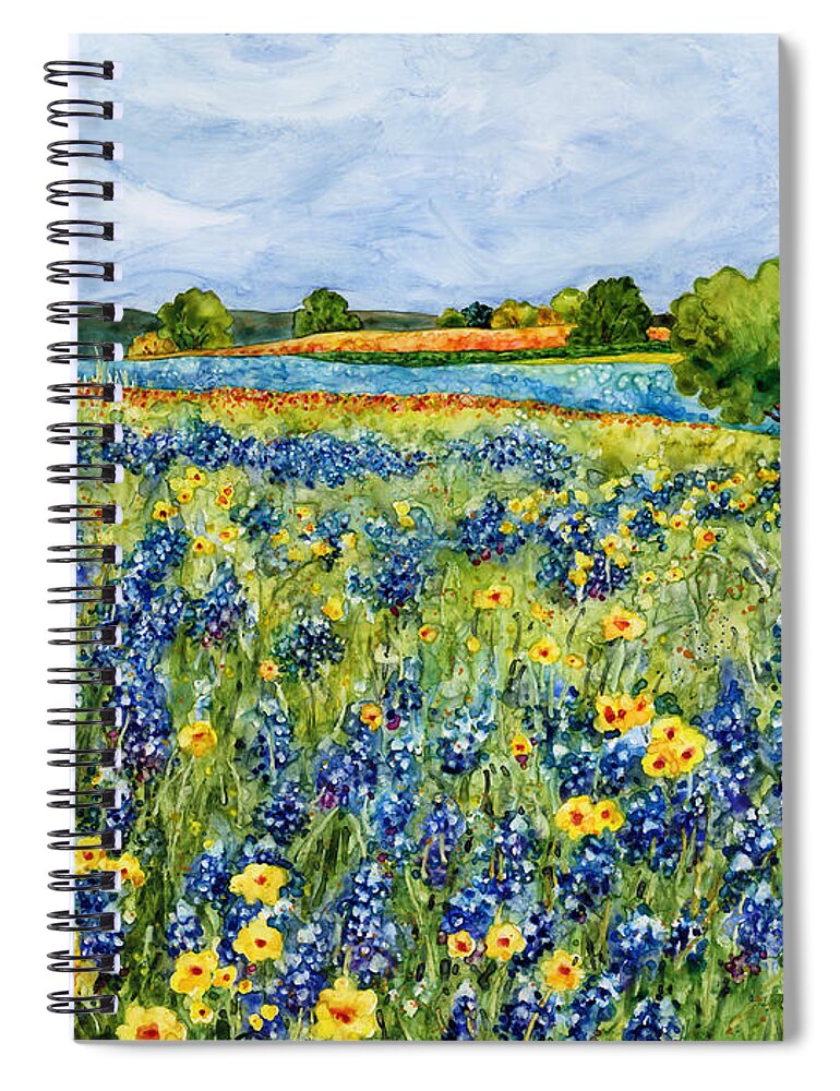Bluebonnet Spiral Notebook featuring the painting Painted Hills by Hailey E Herrera