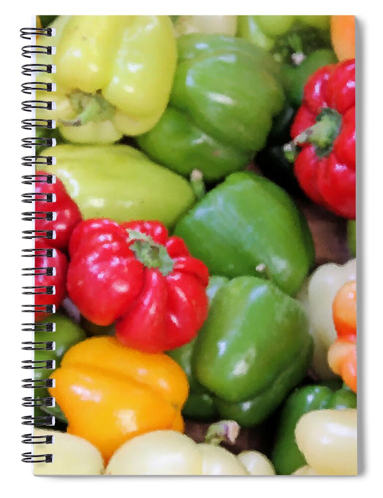 Peppers Spiral Notebook featuring the photograph Painted Peppers by Kristin Elmquist