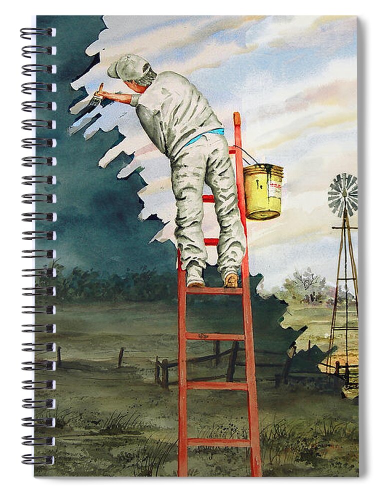 Landscape Spiral Notebook featuring the painting Paintin Up A Storm by Sam Sidders