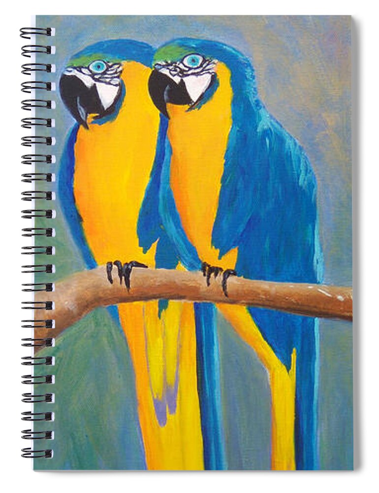Macaw Spiral Notebook featuring the painting Pair of Blue and Gold Macaws by Anne Marie Brown