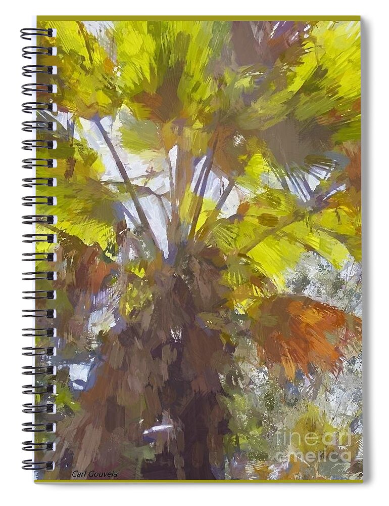 Palm Tree Spiral Notebook featuring the mixed media Palm Tree abstract by Carl Gouveia