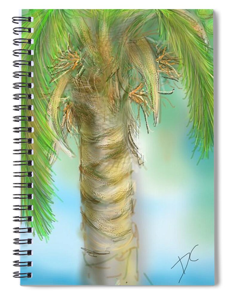 Tropical Spiral Notebook featuring the digital art Palm Tree Study Two by Darren Cannell