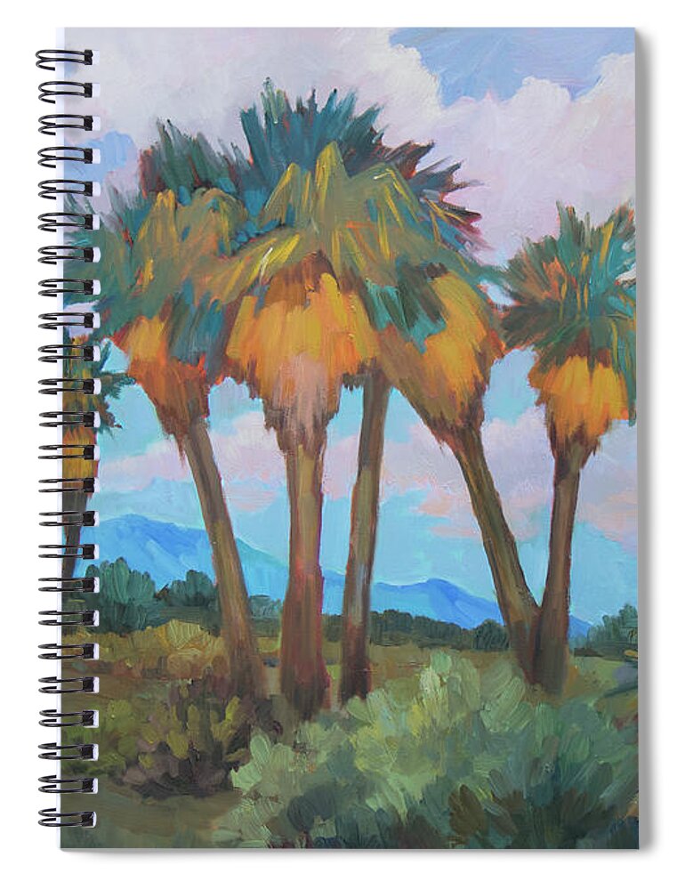 Anza Spiral Notebook featuring the painting Palms at Anza Borrego State Park by Diane McClary