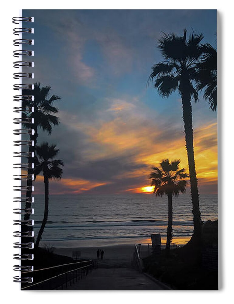 Sunset Spiral Notebook featuring the photograph Palms at sunset by Agnes Caruso