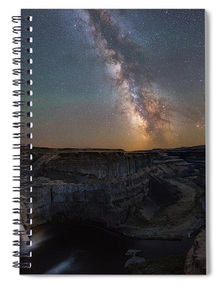 Palouse Falls Spiral Notebook featuring the photograph Palouse Falls Night Lights by Michael Ver Sprill