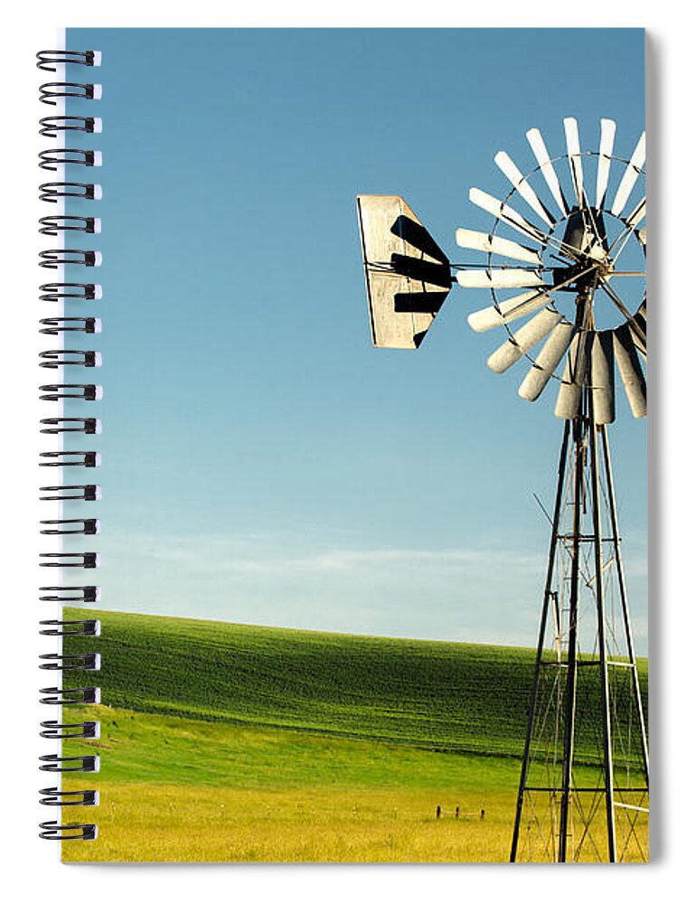 Windmill Spiral Notebook featuring the photograph Palouse Windmill by Todd Klassy