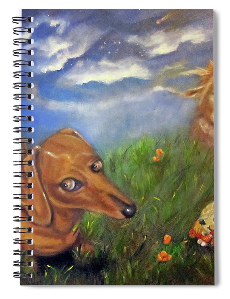 Dogs Spiral Notebook featuring the painting Pals by Sherry Strong