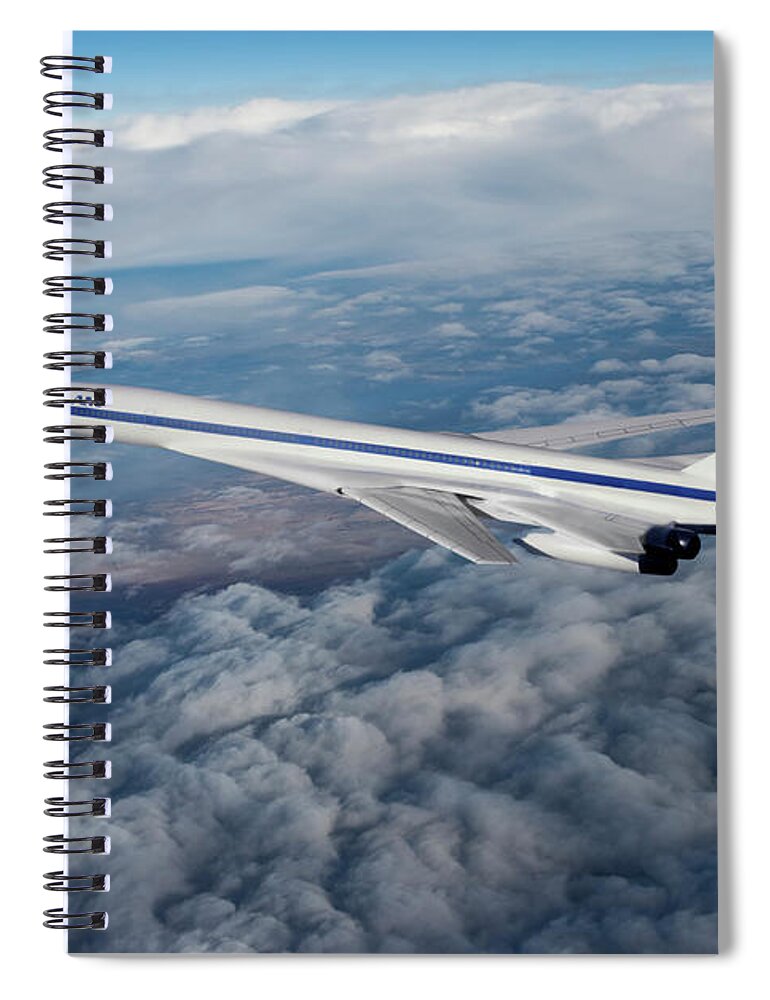 Pan American World Airways Spiral Notebook featuring the digital art Pan American Supersonic Transport by Erik Simonsen