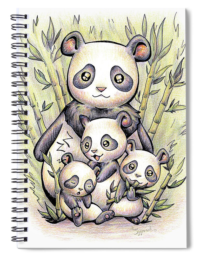 Endangered Animal Spiral Notebook featuring the drawing Endangered Animal Giant Panda by Sipporah Art and Illustration
