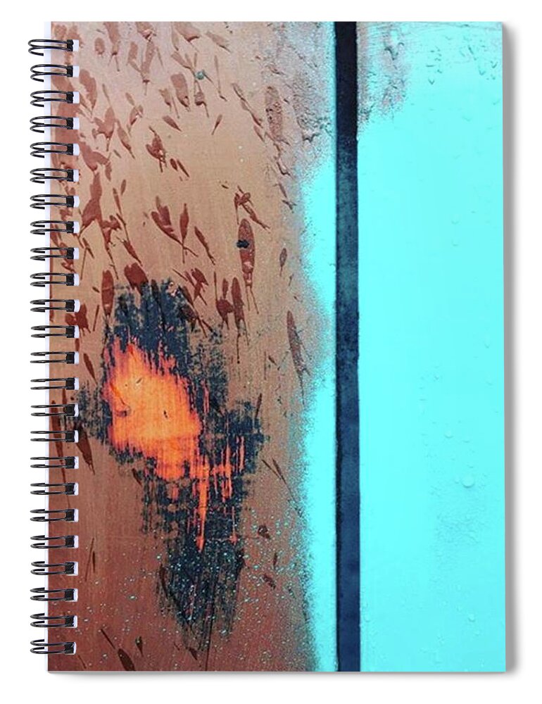 Rust Spiral Notebook featuring the photograph Panel Truck Closeup In The Rain by Ginger Oppenheimer