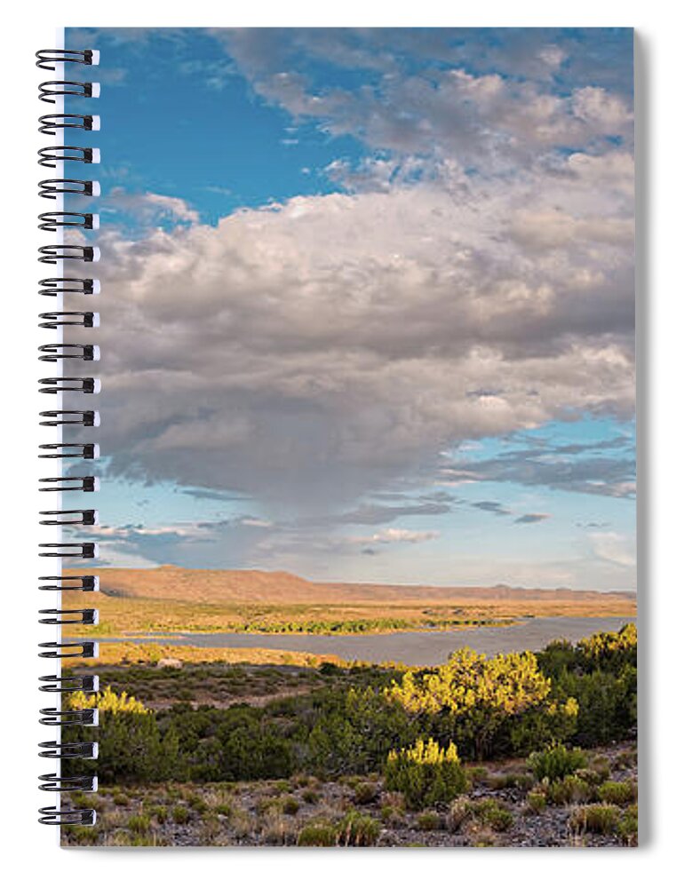 New Spiral Notebook featuring the photograph Panorama of Cloud Formation Over Cochiti Lake - Rio Grande Valley New Mexico by Silvio Ligutti