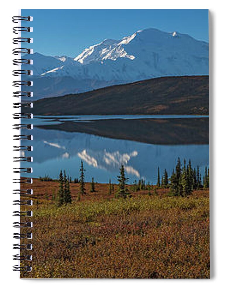 Alaska Spiral Notebook featuring the photograph Panorama of Wonder Lake in Denali National Park by Brenda Jacobs
