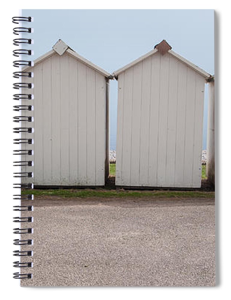 Beach Spiral Notebook featuring the photograph Panoramic Beach Huts by Helen Jackson