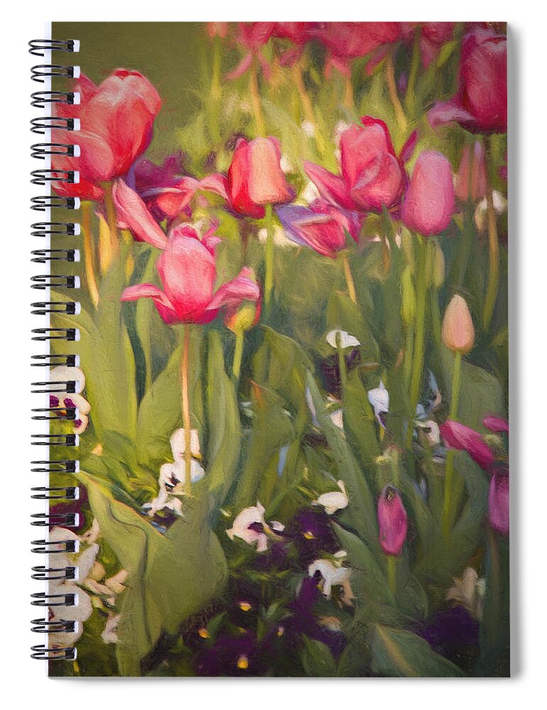 Beautiful Spiral Notebook featuring the photograph Pansies and Tulips by Lana Trussell