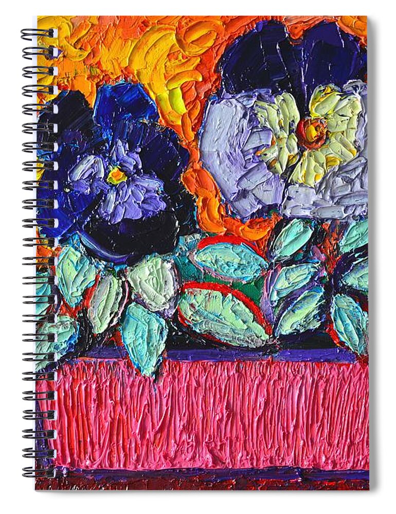Pansy Spiral Notebook featuring the painting Pansies Love by Ana Maria Edulescu