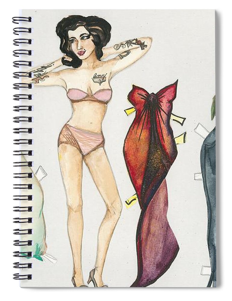 Paper Doll Spiral Notebook featuring the painting Paper Doll, Amy by Norah Daily