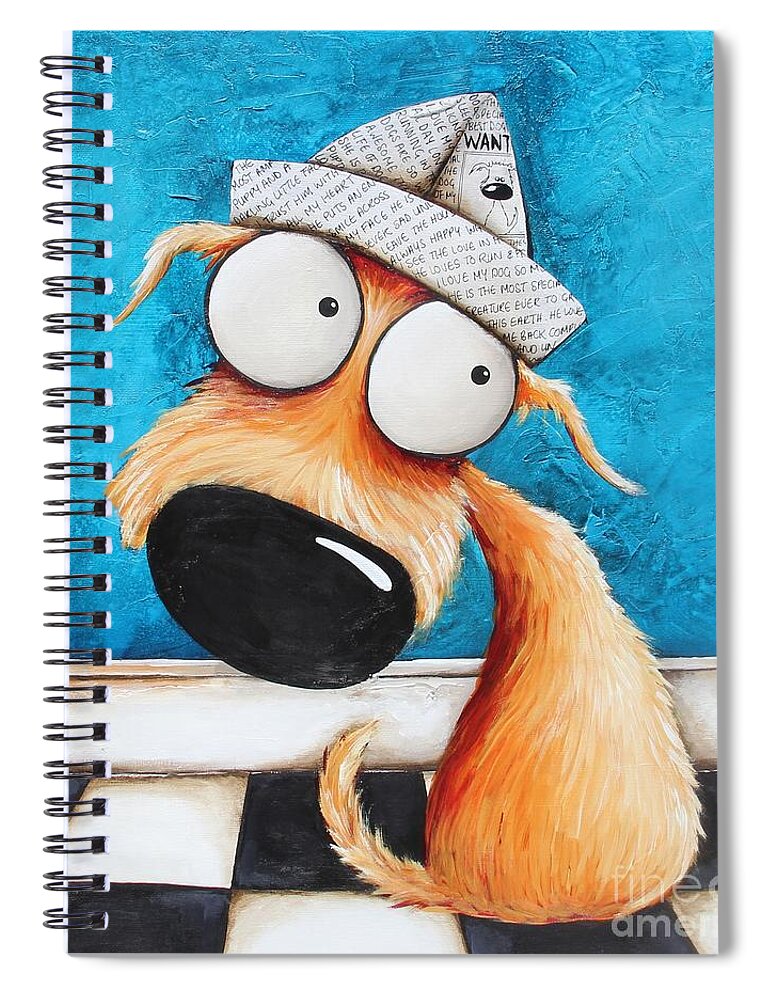 Dog Spiral Notebook featuring the painting Paper hat by Lucia Stewart