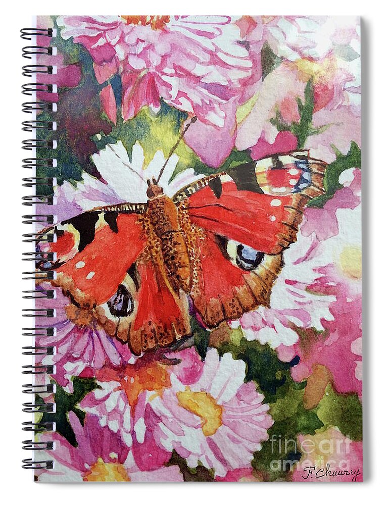 Painting Spiral Notebook featuring the painting Papillon Rouge by Francoise Chauray