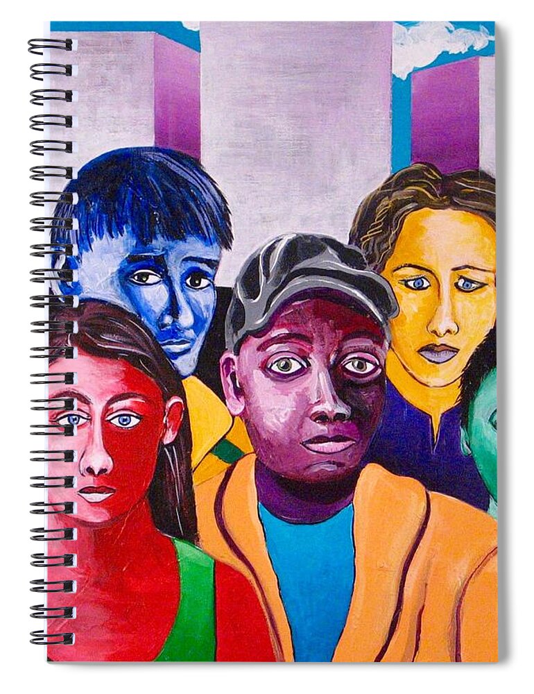 People Spiral Notebook featuring the painting Parade II by Rollin Kocsis