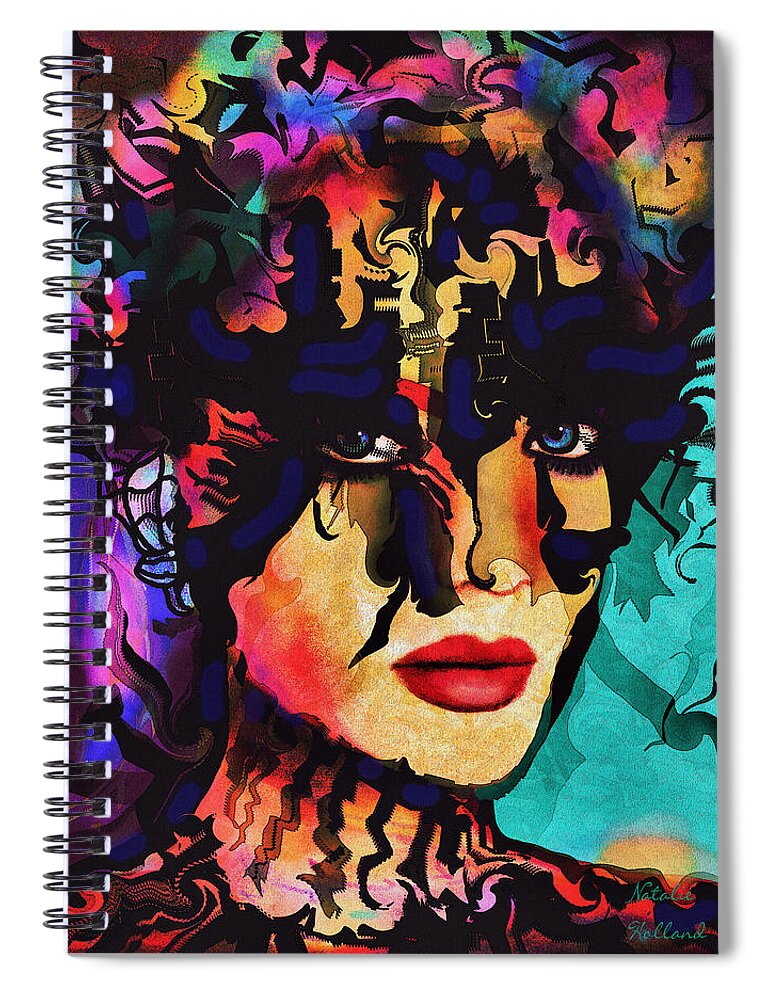 Face Spiral Notebook featuring the mixed media Paradise Goddess by Natalie Holland