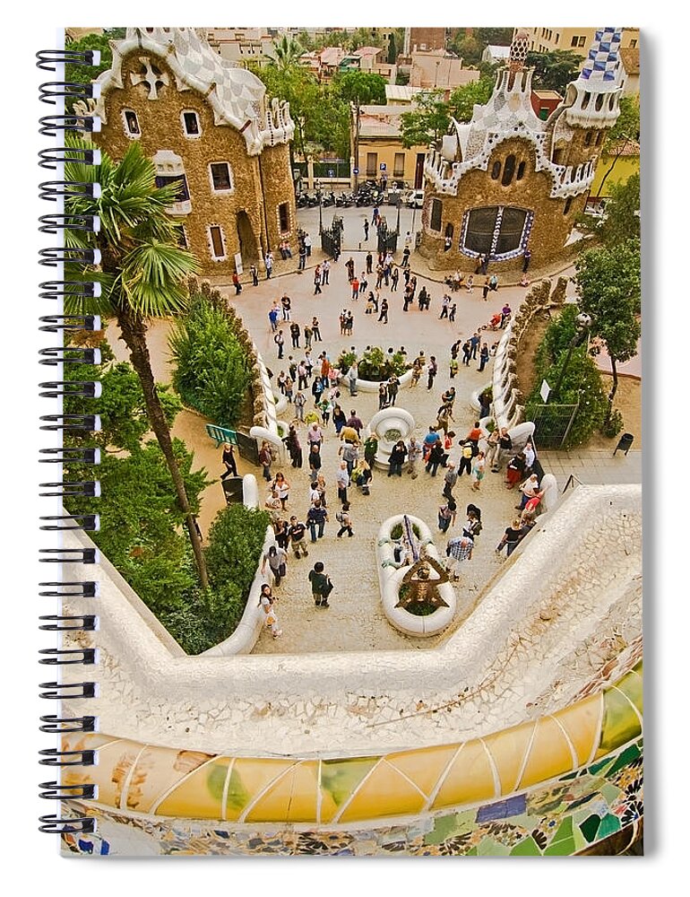 Parc Guell Spiral Notebook featuring the photograph Parc Guell in Barcelona by Sven Brogren