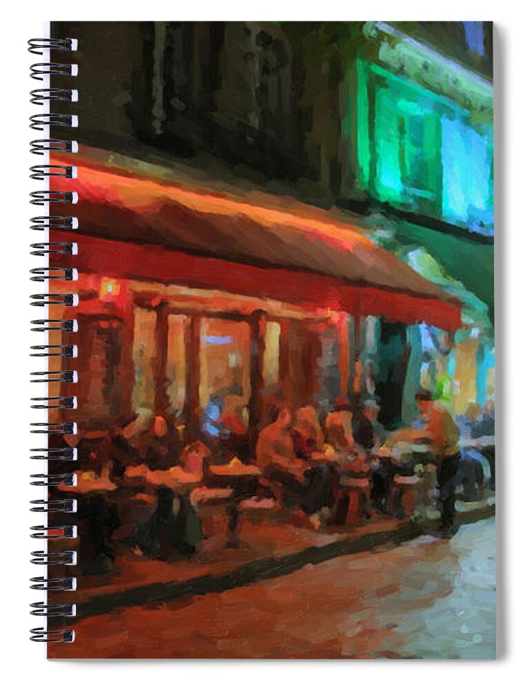 Paris Spiral Notebook featuring the painting Paris Night by Chris Armytage