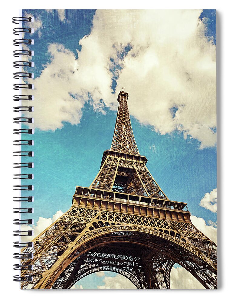 Paris Spiral Notebook featuring the photograph Paris Photography - Eiffel Tower Blue by Melanie Alexandra Price
