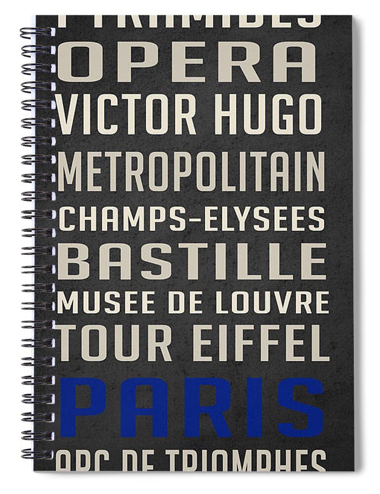 Paris Spiral Notebook featuring the digital art Paris Subway Stations Vintage by Edward Fielding