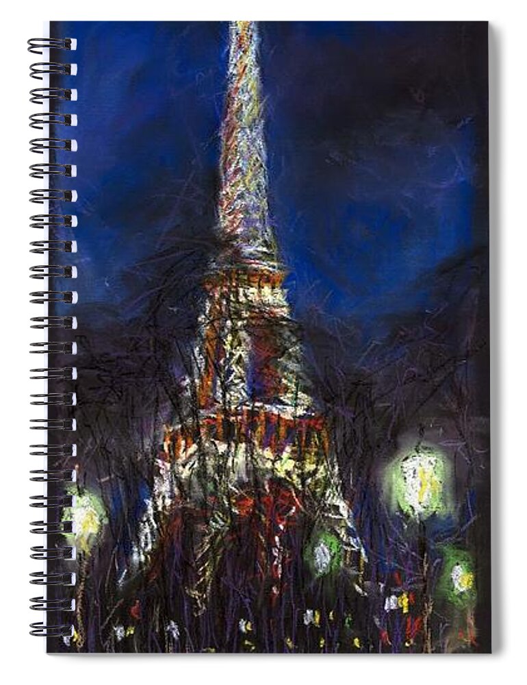Pastel Spiral Notebook featuring the painting Paris Tour Eiffel by Yuriy Shevchuk