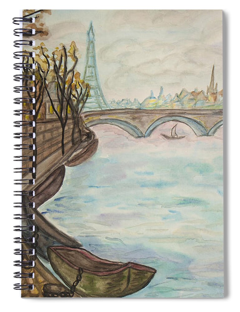 Art Spiral Notebook featuring the painting Paris, watercolours by Irina Afonskaya