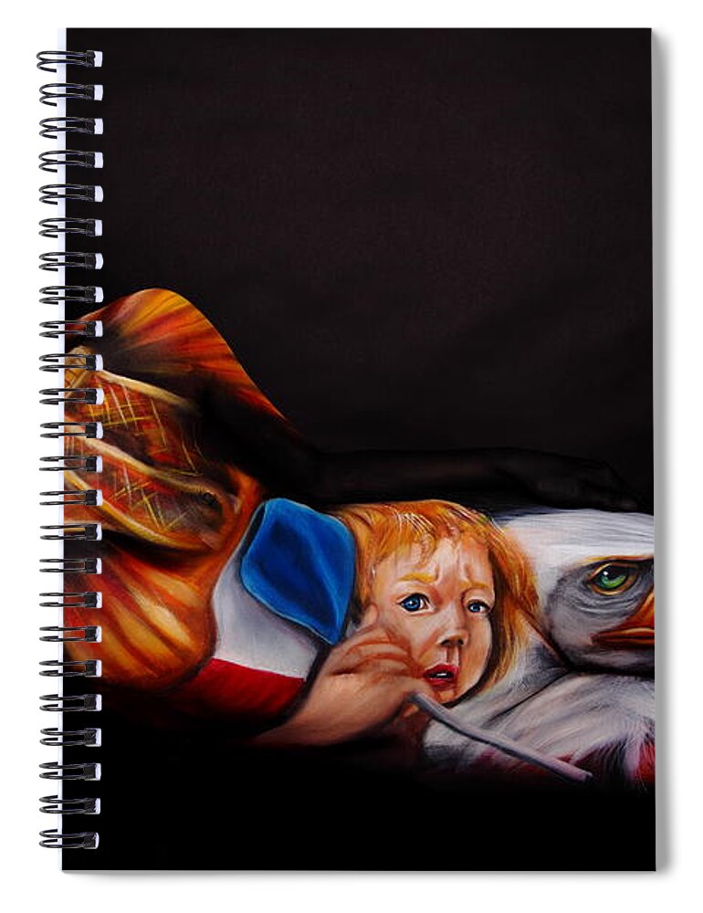 Body Paint Spiral Notebook featuring the photograph Paris We Are With You by Angela Rene Roberts and Cully Firmin