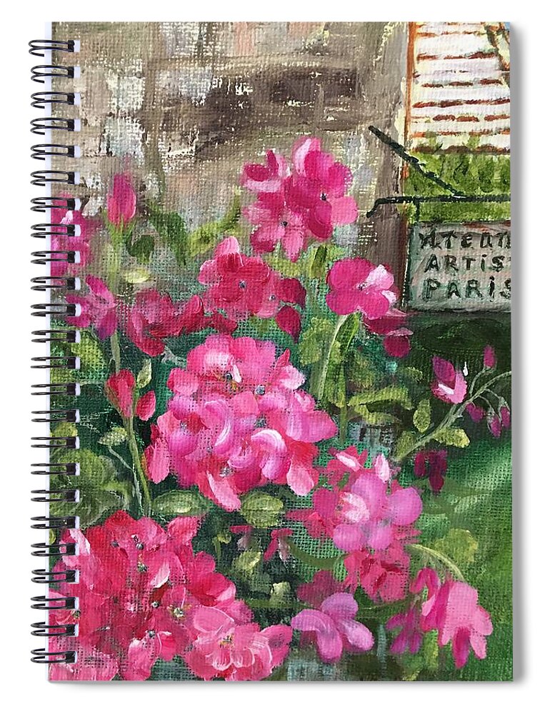 Geraniums Spiral Notebook featuring the painting Paris, Wisconsin by Sharon Schultz