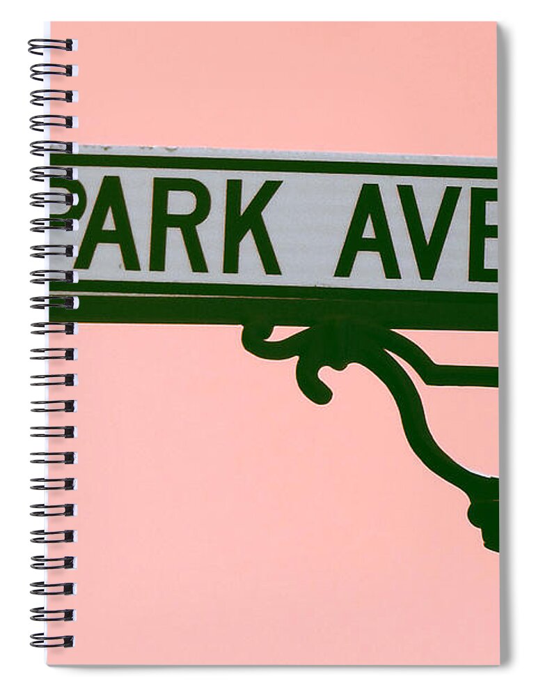 Park Avenue Spiral Notebook featuring the digital art Park Avenue Sign on Pink by Valerie Reeves
