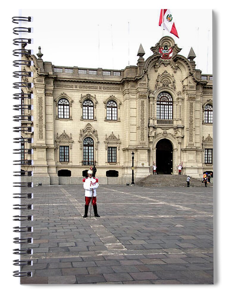 Architecture Spiral Notebook featuring the digital art Parliament Building in Lima by Carol Ailles