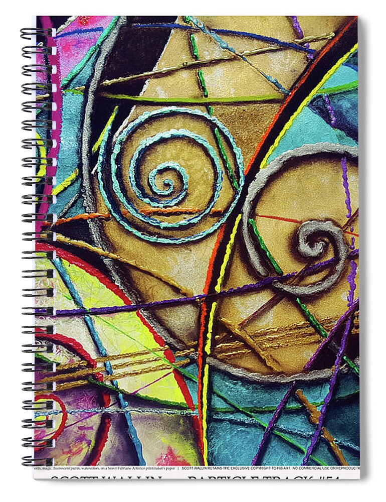 A Bright Spiral Notebook featuring the painting Particle Track Fifty-four by Scott Wallin