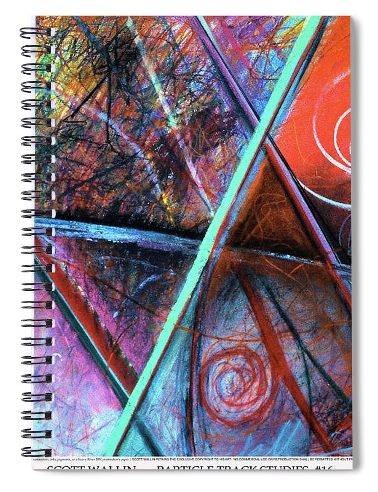A Bright Spiral Notebook featuring the painting Particle Track Study Sixteen by Scott Wallin