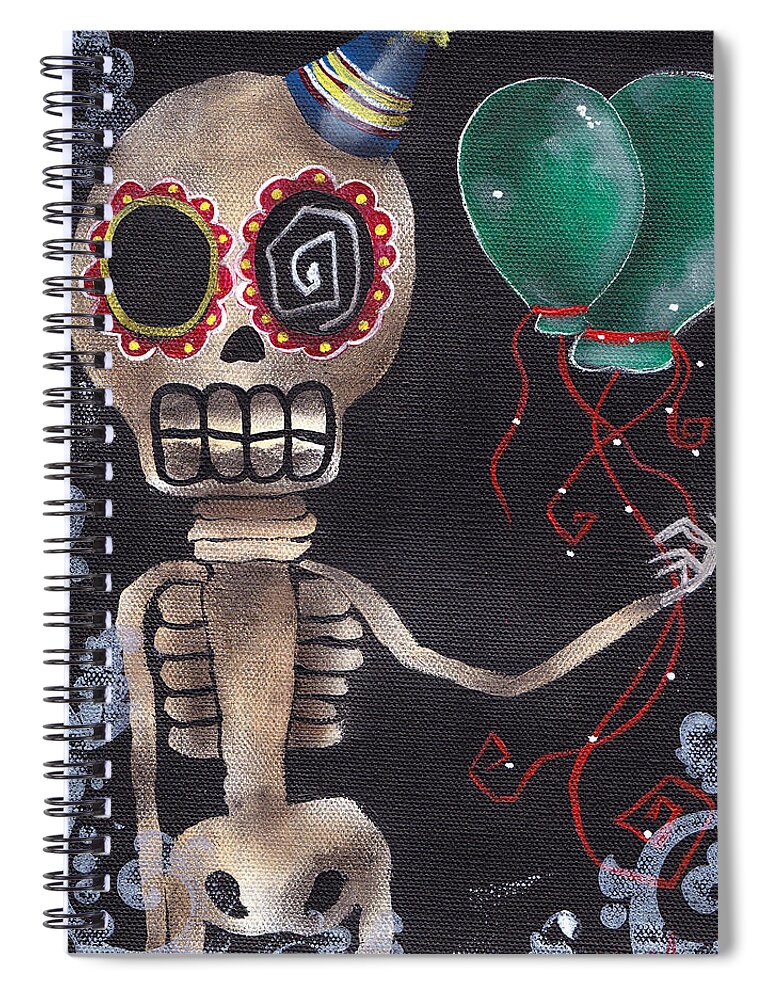 Day Of The Dead Spiral Notebook featuring the painting Party Killer by Abril Andrade