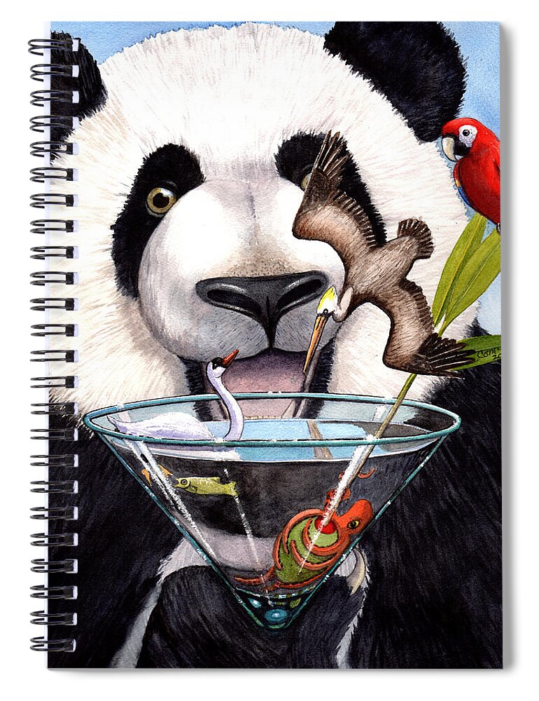 Panda Spiral Notebook featuring the painting Party Panda by Catherine G McElroy
