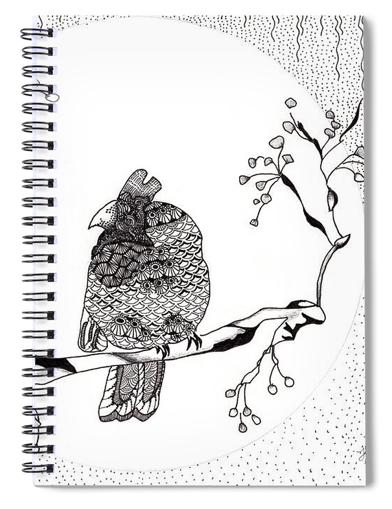 Cardinal Spiral Notebook featuring the drawing Party Time in Birdville by Jan Steinle