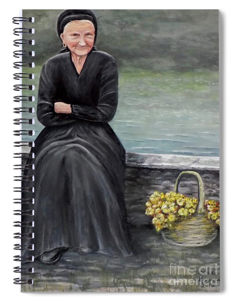 Old Woman Spiral Notebook featuring the painting Pasqualina di Scanno by Judy Kirouac