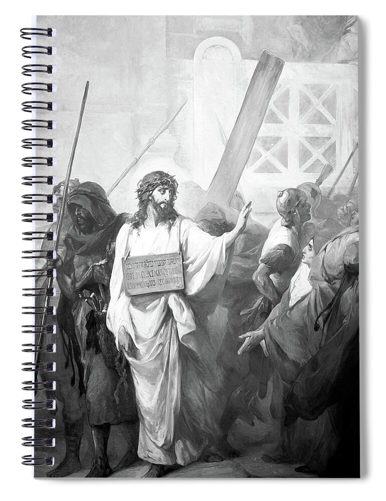 Passion Spiral Notebook featuring the photograph Passion of the Christ by Munir Alawi