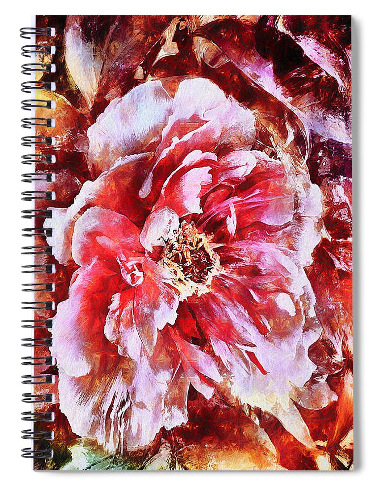 Peony Spiral Notebook featuring the digital art Passionate Peony by Jo-Anne Gazo-McKim
