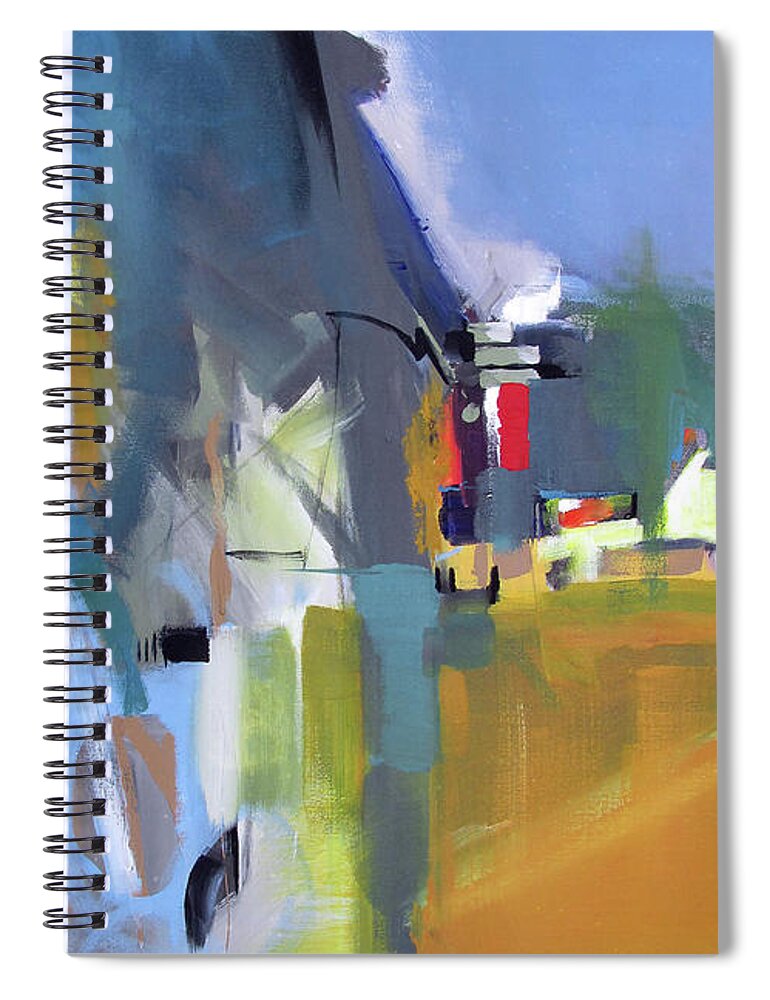 Abstract Spiral Notebook featuring the painting Past The Doorway by John Gholson