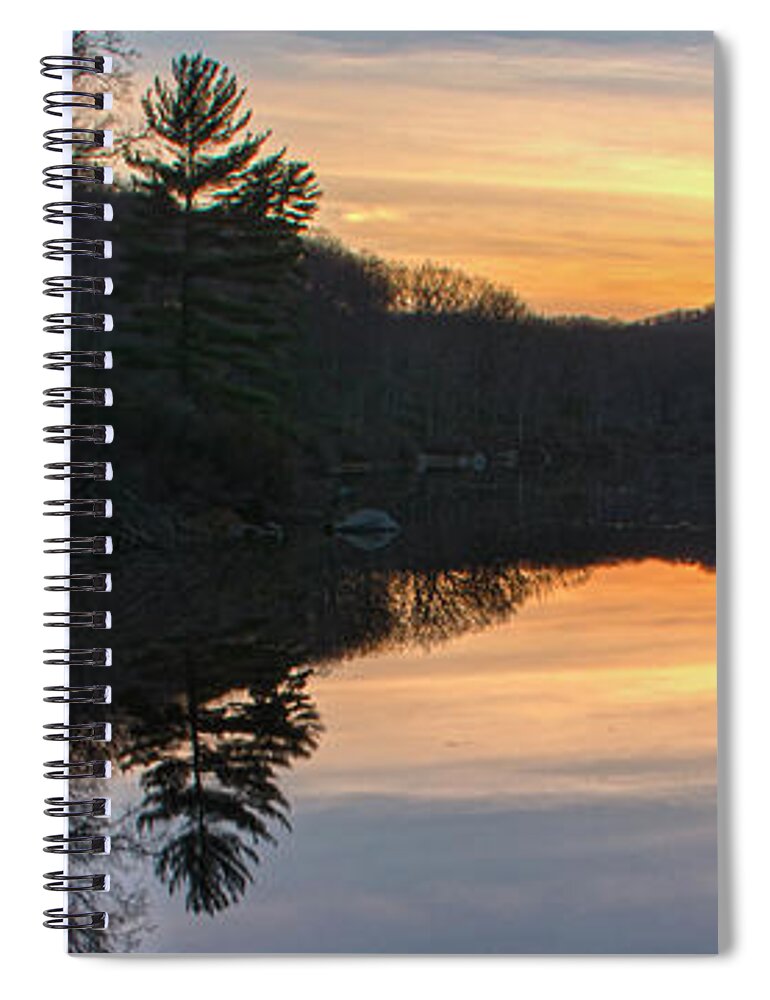 Dusk Spiral Notebook featuring the photograph Pastel Reflections With Pine Tree by Angelo Marcialis