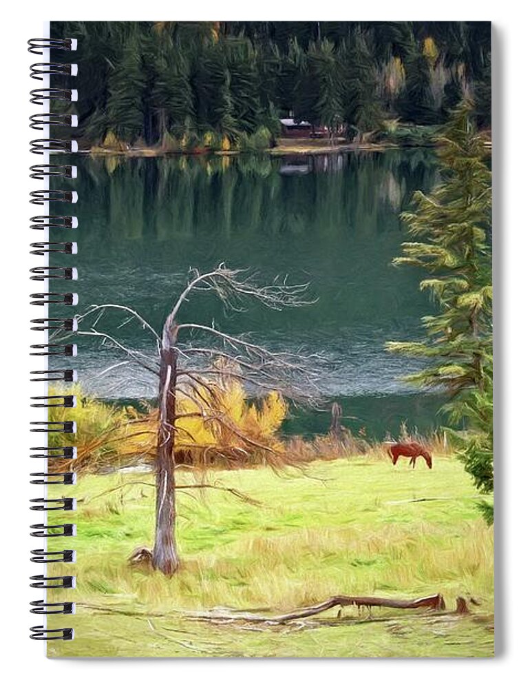 Greeting Card Spiral Notebook featuring the photograph Pasture and Geese by Allan Van Gasbeck