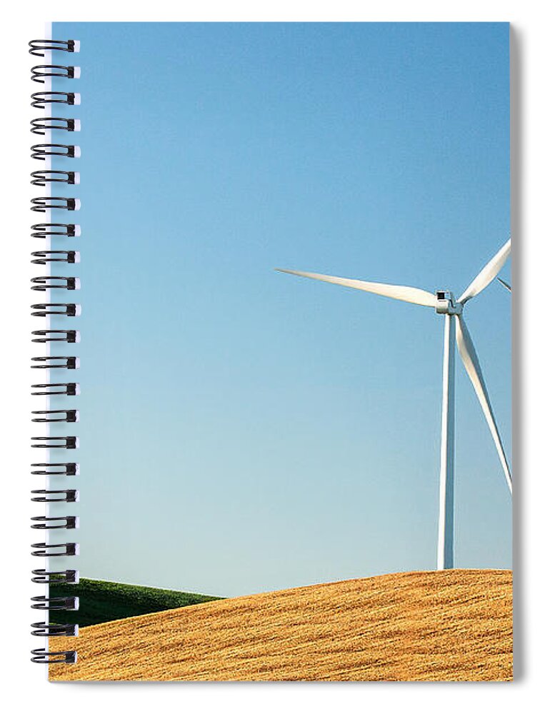 Wind Turbines Spiral Notebook featuring the photograph Patchwork and Wind by Todd Klassy