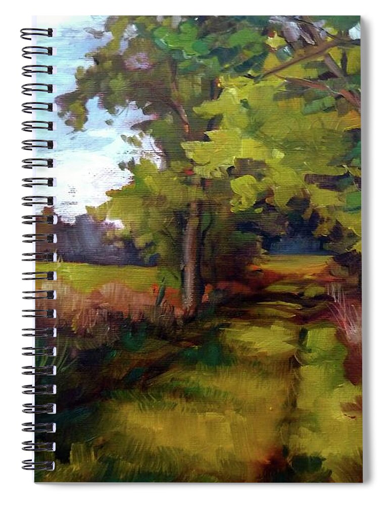 Trees Spiral Notebook featuring the painting Path Between Fields by K M Pawelec
