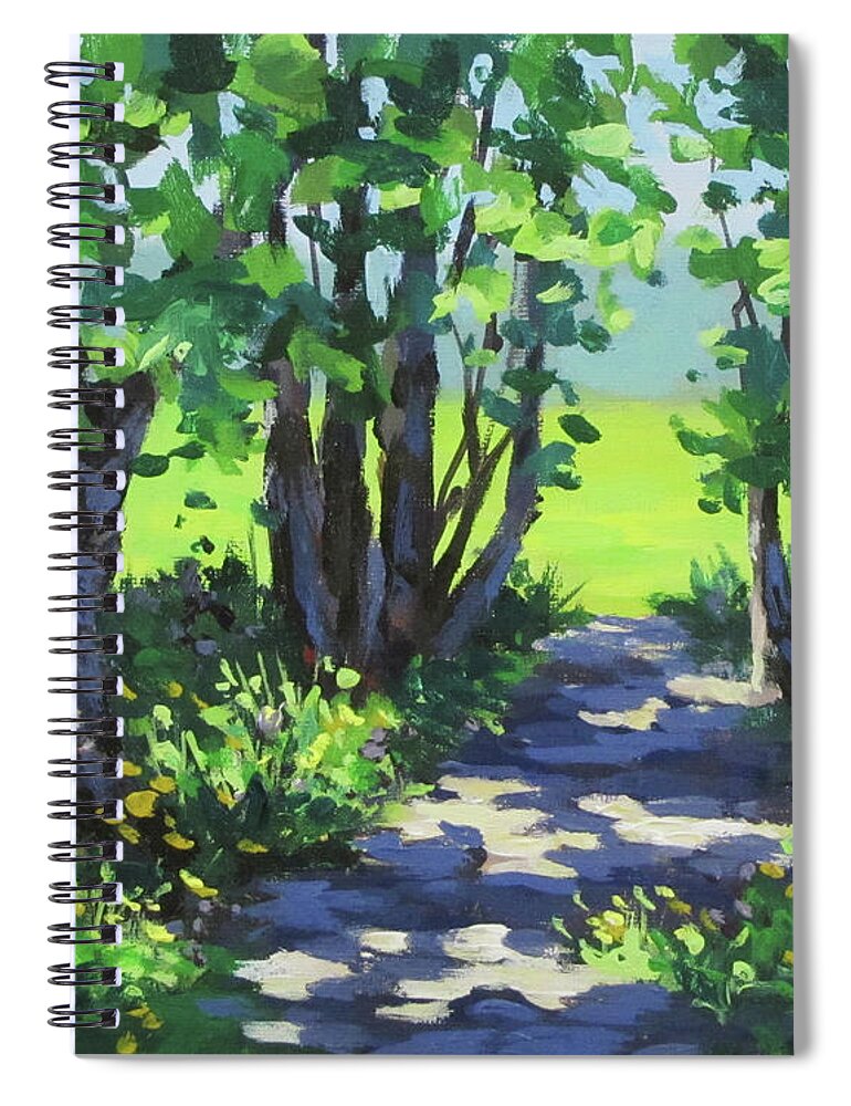 Acrylic Spiral Notebook featuring the painting Path in the Park II by Karen Ilari